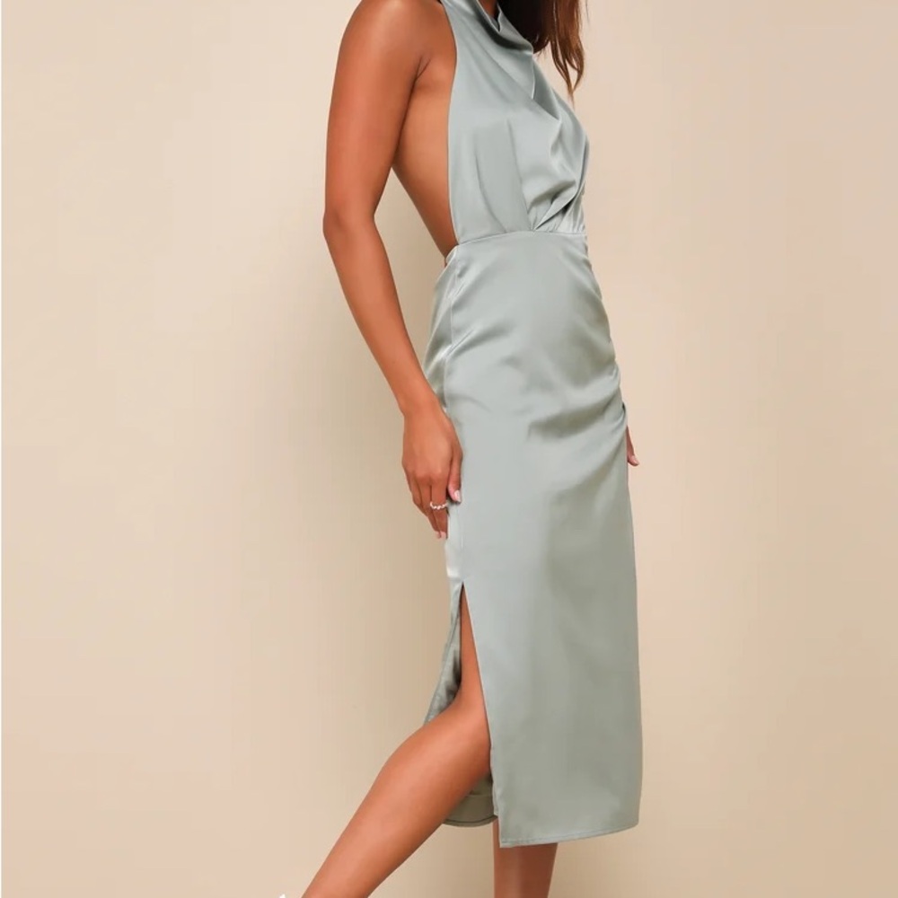 Lulu's Backless Sage Dress